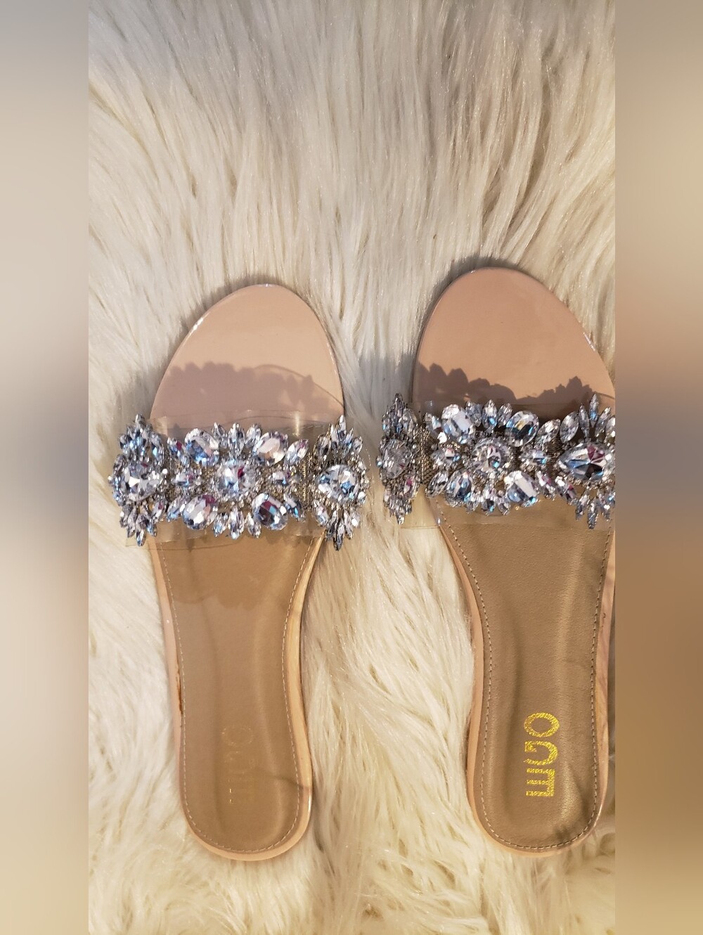EGO Shoes Diamonte Blush Jeweled Slide Sandals Size 11
